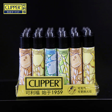 24Pcs Clipper Mini Flint Wheel Lighter Butane Refillable Cigarette Lighter, Cool Men's Gift & Smoking Accessories