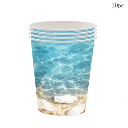 10Guests Wave Ripples Party Disposable Tableware Sea Beach Party DIY Sea Star Shell Summer Birthday Babyshower Supplies