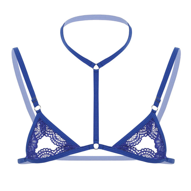 Sexy Men Harness Erotic Bra Man Lace Lingerie Sissy Nightwear Fetish Sheer Halter Neck Crossdress Straps hombre Mini Bras