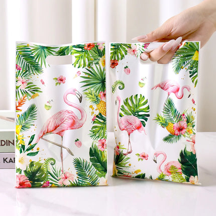 Summer Hawaiian Floral Plastic Tablecloth Flamingo Table Runner Candy Bags For Tropical Hawaiian Birthday Party Decorations