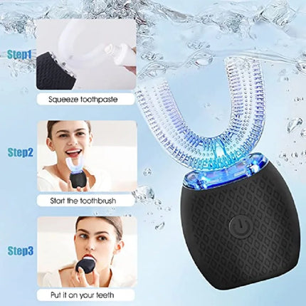 U-Shaped Electric Toothbrush, Ultrasonic 360° Smart Toothbrush with Wireless Charging for Adults, Travel Electric Toothbrush