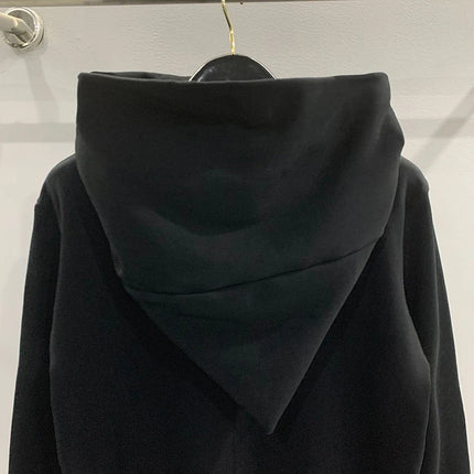 Autumn Zipper Design Black Hoodies Men's Women's Sportswear Jacket American Rock Hip Hop Street Wear Elastic Knitted Coats