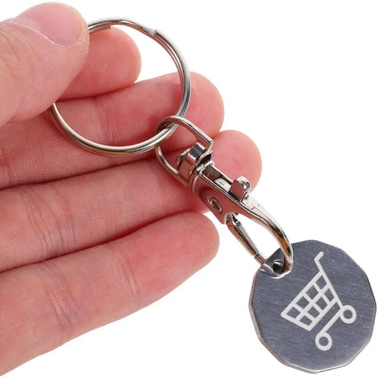 1/3PCS Trolley Tokens Keychains Universal Small Metal Stainless Steel Portable Shopping Cart Tokens Key Ring Ornament Decoration