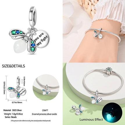 Hot Original 100% 925 Sterling Silver Chameleon Beads Firefly Charms Fit Original Bracelet DIY Jewelry Making Women's Gift