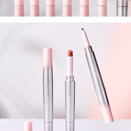 O'CHEAL Double-Headed Matte Lipstick Lip Liner 2 IN 1 24 Hours Long Lasting Sexy Red Lip Lipstick Lipliner Pencil Makeup