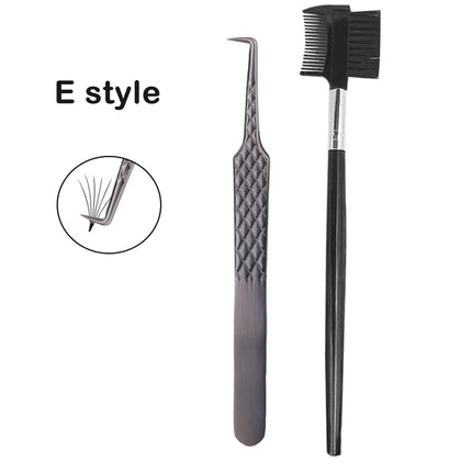 Diamond Grip Eyelash Extensions Tweezer Lash Precision Tweezers Steel Dolphin-shaped Tip, False Lashes Application Tools, Black