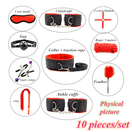 Sex Toys for Woman BDSM Sex Bondage Set Erotic Adults Toys Handcuffs Ankle Cuffs Collar Sex Toy Kit Adults Games Sex Products