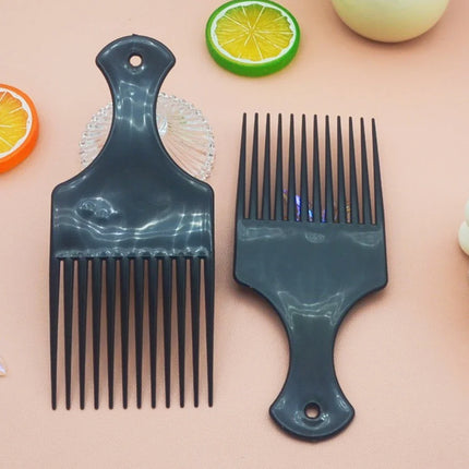 Professional Black Afro Hairdressing Comb Wide Teeth Plastic Hair Fork Pick Styling Tool for Men Salon African Hair Comb