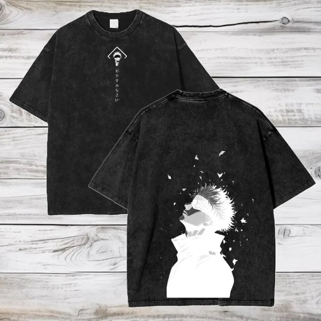Gojo Satoru Jujutsu Kaisen T Shirt Men Women Tshirt Washed Cotton T-shirt Clothing Summer Short Sleeve Oversized Tees Streetwear