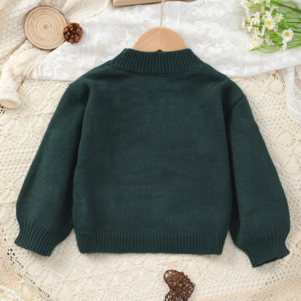 2026 New Autumn and Winter Girls' Sweater Baby Girl Sweet Floral Pullover Flower Pattern Children's Knitted Sweater