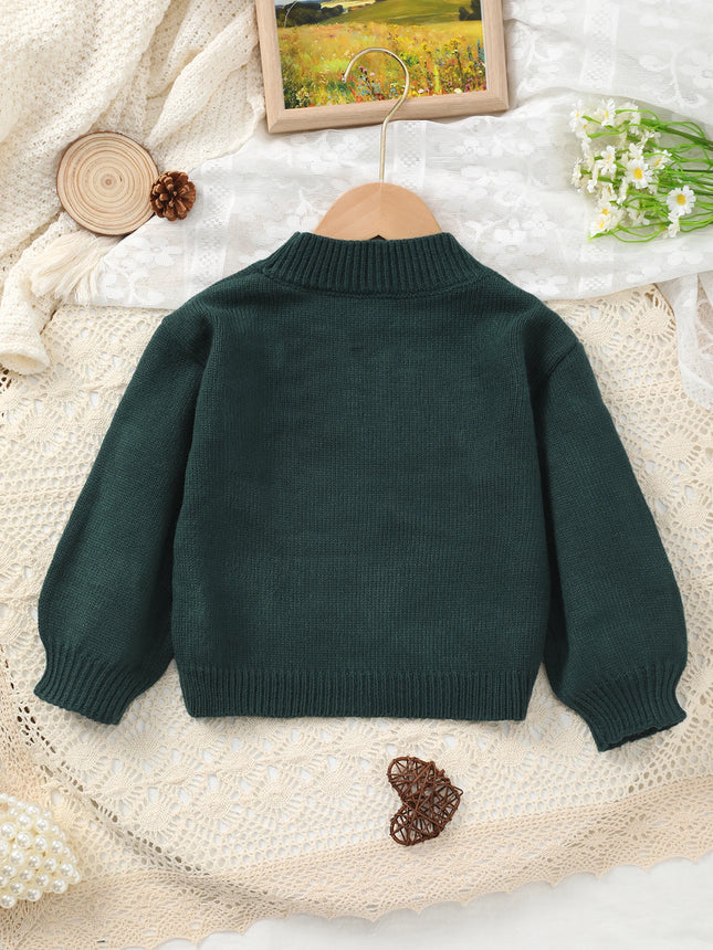 2026 New Autumn and Winter Girls' Sweater Baby Girl Sweet Floral Pullover Flower Pattern Children's Knitted Sweater