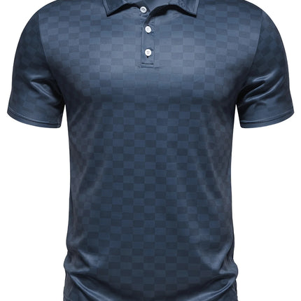 The 2025 summer new men's short-sleeved POLO shirt features a casual fashionable comfortable and soft 3D striped pattern print