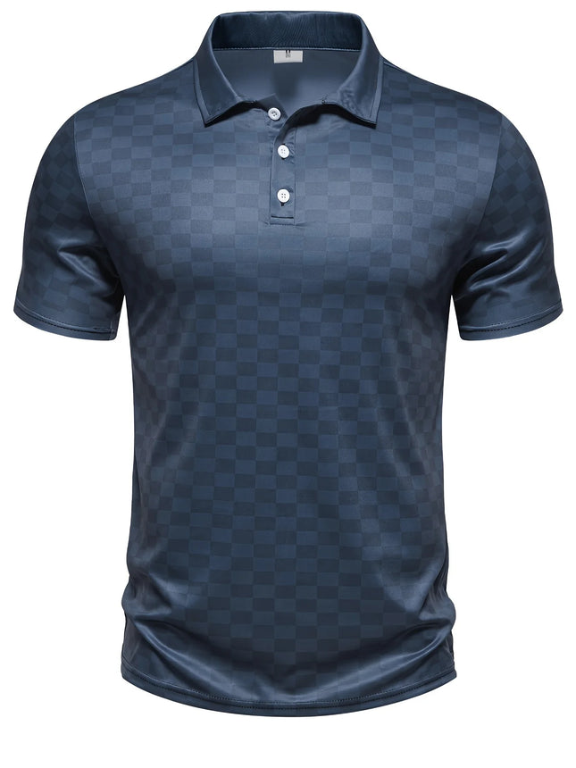 The 2025 summer new men's short-sleeved POLO shirt features a casual fashionable comfortable and soft 3D striped pattern print