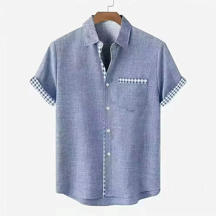 Men's High-Quality Linen Short-Sleeved Shirt Hawaii 3D Printed Collar Vacation Casual Style Loose Breathable Fit