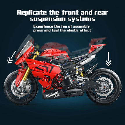 KAVOWORLD 1:5 Red Sport Motorcycle Building Blocks Set 2024pcs Technic Racing Super Motorbike Model Kids DIY Toys Gifts For Boys