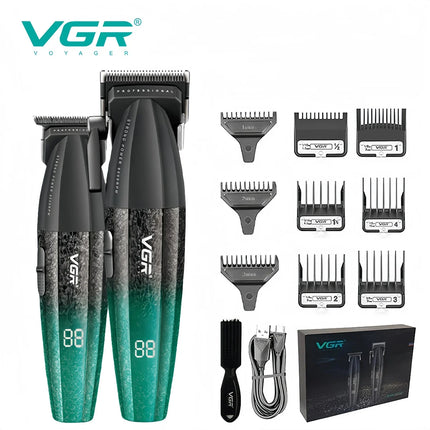 VGR Hair Trimmers Professional Hair Cut Machine Adjustable 9000 RPM LED Electric Clippers Metal Hair Trimmer for Men V-640 s3