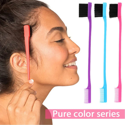 Dual Hair Edge Brush Teasing Comb 3N1 Edge Control Brush comb Holiday Gift Edges Baby Hair Eyebrow brush salon home easy use