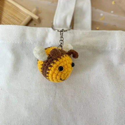 10/1PCS Crochet Bees DIY Handmade Knitted Keychain Keyring Crocheted Mini Bees Pendants Car Key Ring Handbag Charms Gifts