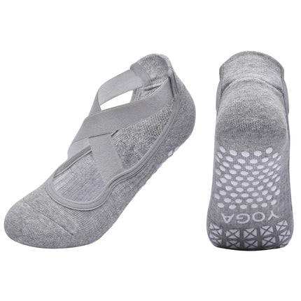 Women Non-Slip Yoga Socks Silicone Indoor Cotton Bandage Backless Pilates Fitness Sock Ladies Ballet Dance Sports Grippers Socks