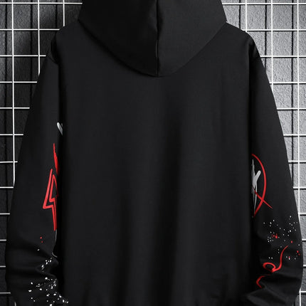 The new men's hooded sweatshirt for Spring and Autumn 2025 features a casual comfortable and soft 3D graffiti pattern print