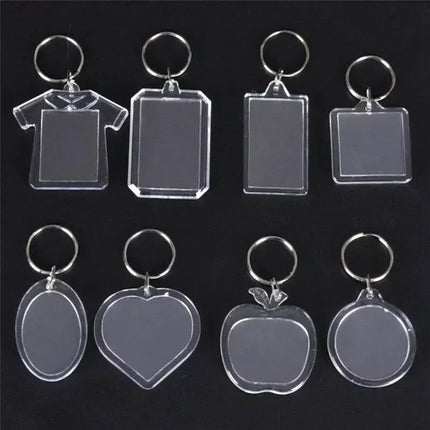 5/50pcs Transparent Rectangle Blank Clear Acrylic Insert Photo Picture Frame Keyring Keychain DIY Split Ring Key Chain Gifts