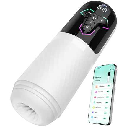 LCD Automatic 5IN1 Telescopic Sucking Licking Male Masturbator Cup Penis Pump Heated Vagina Masturbation Adults Sex Toy for Men