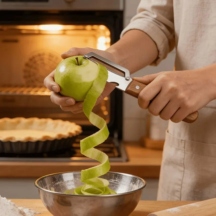 Two-piece heavy-duty stainless steel peeler and slicer，Equipped with a bottle opener and straight blade design。Suitable for suga