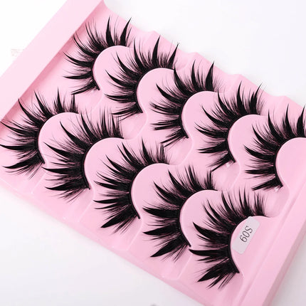 New 5 Pairs Wet False Eyelashes Naturally Wear False Eyelashes Everyday Sharp Tail Thick Simulation Cross Makeup Lashes