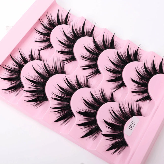 New 5 Pairs Wet False Eyelashes Naturally Wear False Eyelashes Everyday Sharp Tail Thick Simulation Cross Makeup Lashes