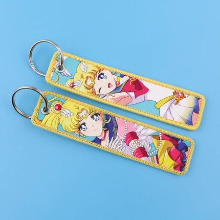 Sailor Moon Keychain Usagi Anime Embroidery Key Tag Motorcycles Cars Backpack Chaveiro Keychain Fashion Key Ring Friends Gift