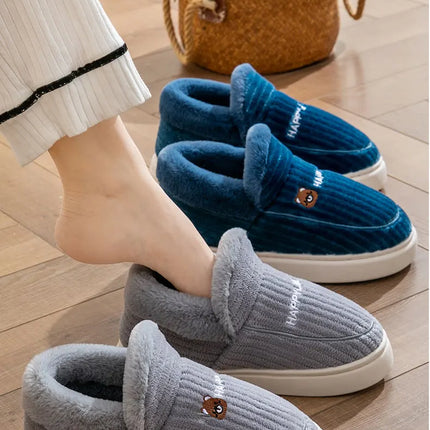 Cotton slippers for women in winter 2023, new couple's indoor home insulation, anti slip plush bag, cotton shoes for women, plus