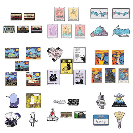 Creative Rectangular Humorous Quotes Enamel Pins Matchstick Retro Radio Dollar Currency Brooches Lapel Badge Jewelry Fans Gift