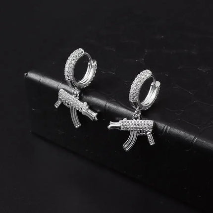 Hip Hop Ice Out Sparkling Round Inlaid Zircon Hypoallergenic Earrings for Men Women Fashion Cool Punk Rock Party Jewelry