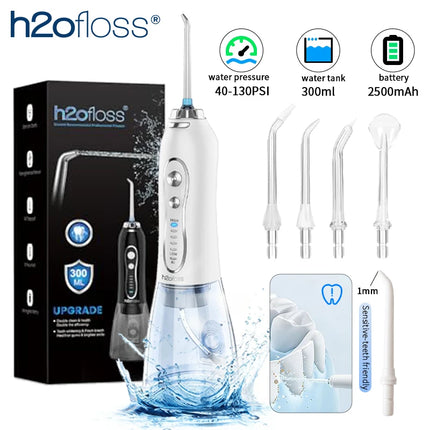 H2ofloss Water Flosser For Teeth Portable Oral Irrigator Dental Water Jet High Pressure Cleaning Mouth Washing 300ML 5 Modes