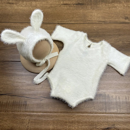 Newborn Photography Props Knitted Outfit Rabbit Doll Baby Cosplay Glasses Baby Photoshoot Props Accessories