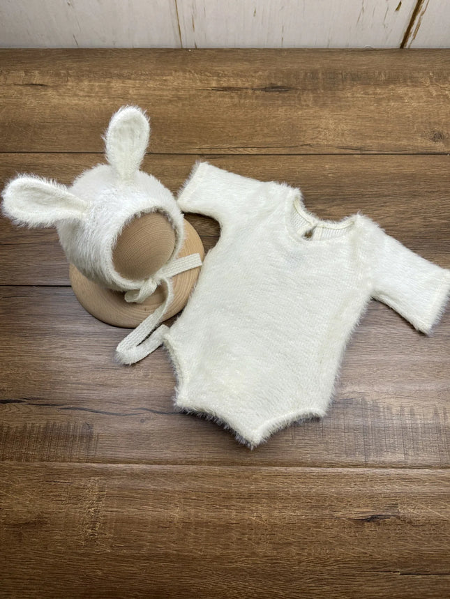 Newborn Photography Props Knitted Outfit Rabbit Doll Baby Cosplay Glasses Baby Photoshoot Props Accessories