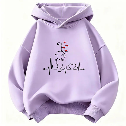 Kawaii Cat Love Heart Hoodie Kids Cat Children's Sweatshirt Hoody for Boys Girls Spring Casual Hoodies
