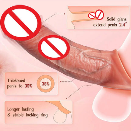 Vibrator for Men Penis Enlargement Sleeve Cock Header Enlargement Extension Enhancement Men Silicone Condom Sex Toy