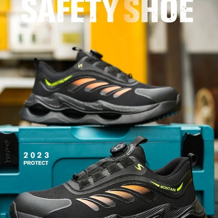 Rotary Button New Safety Shoes For Men Men's Work Shoes High Quality Steel Toe Sneakers Men's Shoes Work Safety Shoes