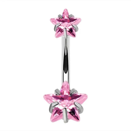 1PCS Pink Crown Belly Button Rings Jewelry Stainless Steel Heart Navel Piercing Barbell Crystal Cute Belly Rings For Women Girls