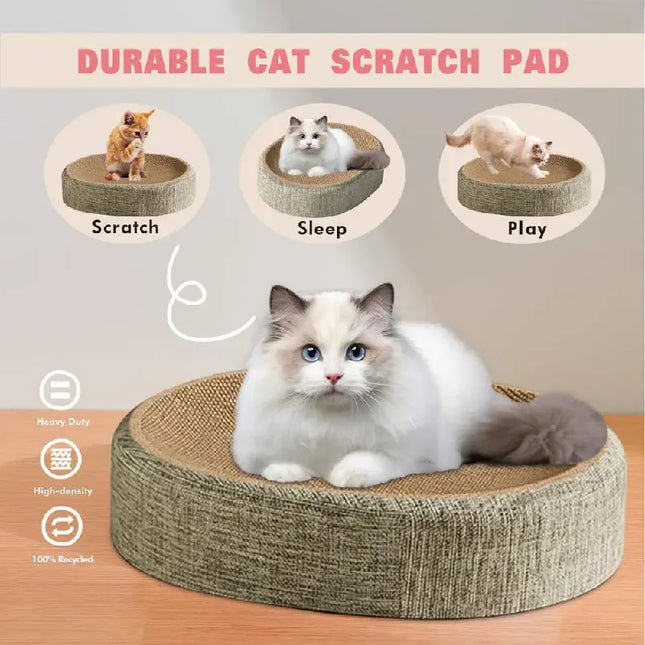 2-in-1 Cat Scratching Board: Furniture Protector, Claw Grinding Toy, Oval Sisal Weave, Wear-Resistant Cat Bed, Cat Accessories