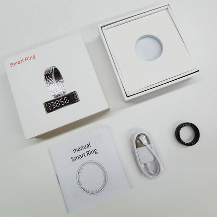 Bluetooth Smart Rings Display Screen Anillo for Heart Rate Blood Oxygen Sleep Monitoring Multi Sport Modes Waterproof Women Ring