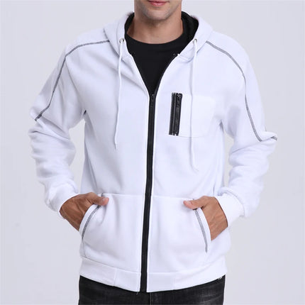 Men's Long Sleeve Zip Up Hoodie Casual Athletic Sweatshirt Hooded Jacket with Pockets Spring Fall Warm Fleece Lined Coat Outwear