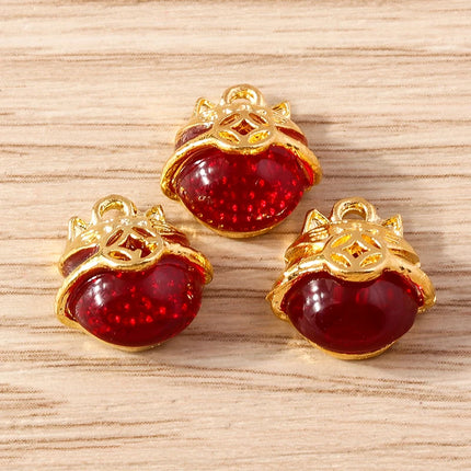 Tusember 10pcs Traditional Chinese Good Fortune Lucky Jade Charms Pendants for Jewelry Making Earrings Necklace Bracelet DIY