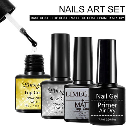 LIMEGIRL Multifunctional Nail Top Coat And Base Coat for Nails UV Gel Polish Soak Off Varnishes Kit No-acid Primer Manicure Set