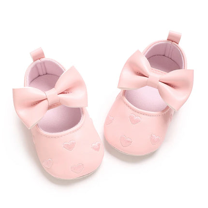 Spring and Autumn Embroidered Peach Heart Step Bow-knot Baby Shoes 0-1 Year Old Hand held Male and Female Baby Soft Bottom