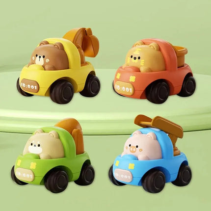 4 PCS Cute Cartoon Creative Animal Lnertial Engineering Car Dump Car Car Excavator Little Bear Puppy Pig Little Tiger