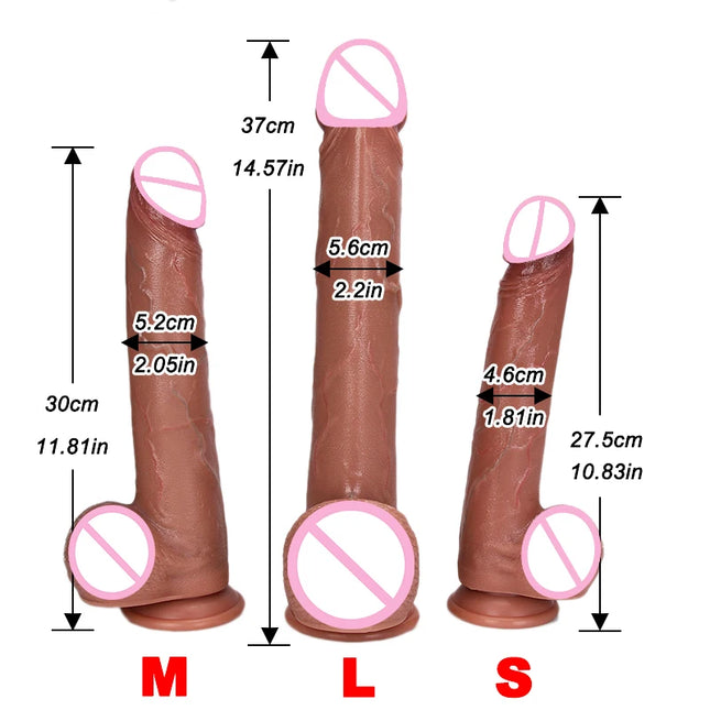 3 Sizes Realistic Soft Long Dildo Silicone Male Genitals 2Colors Penis Vaginal Masturbation Suction Cup Dick Woman Anal Sex Toy