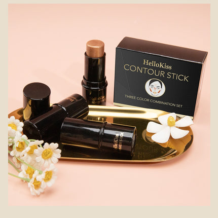 4pcs Concealer Stick Set with Brush Create a Lightweight Finishing Makeup Highlighter & Bronzer & Blush Sticks Brighten The Face