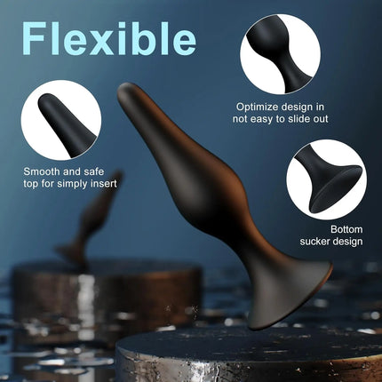 4 Sizes Silicone Dildo Sucker Anal Butt Plug Unisex Wearable Stopper Adults Sex Toys for Men Women Prostate Trainer Massager